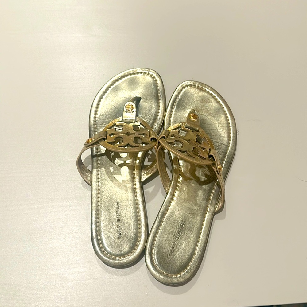 Tory Burch Miller sandal flip flop gold leather